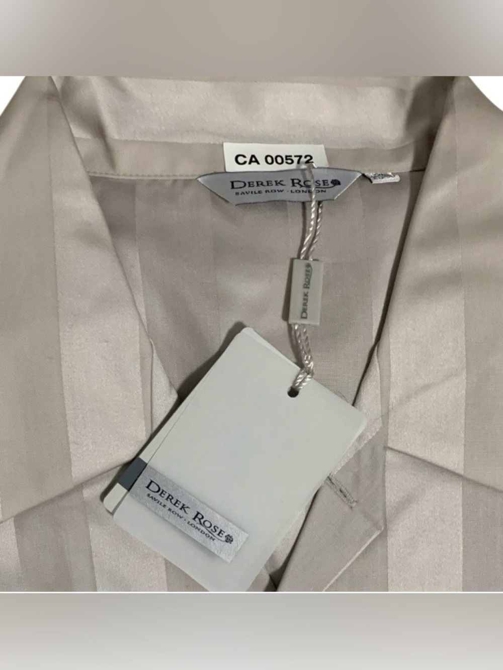 Derek Rose | NWT Lingfield Cotton Pajama Top | Beige/White Stripe | Size XXL